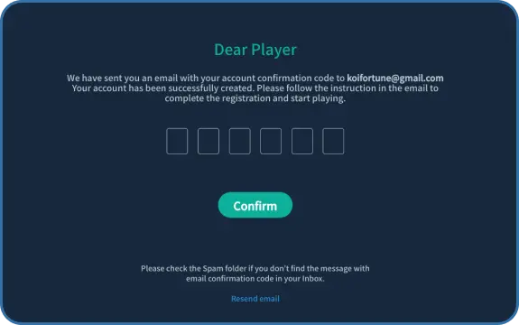 Koifortune Casino Registration step 5